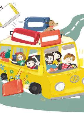 La Famiglia Monelli va in vacanza, illustrazione libro vacanze